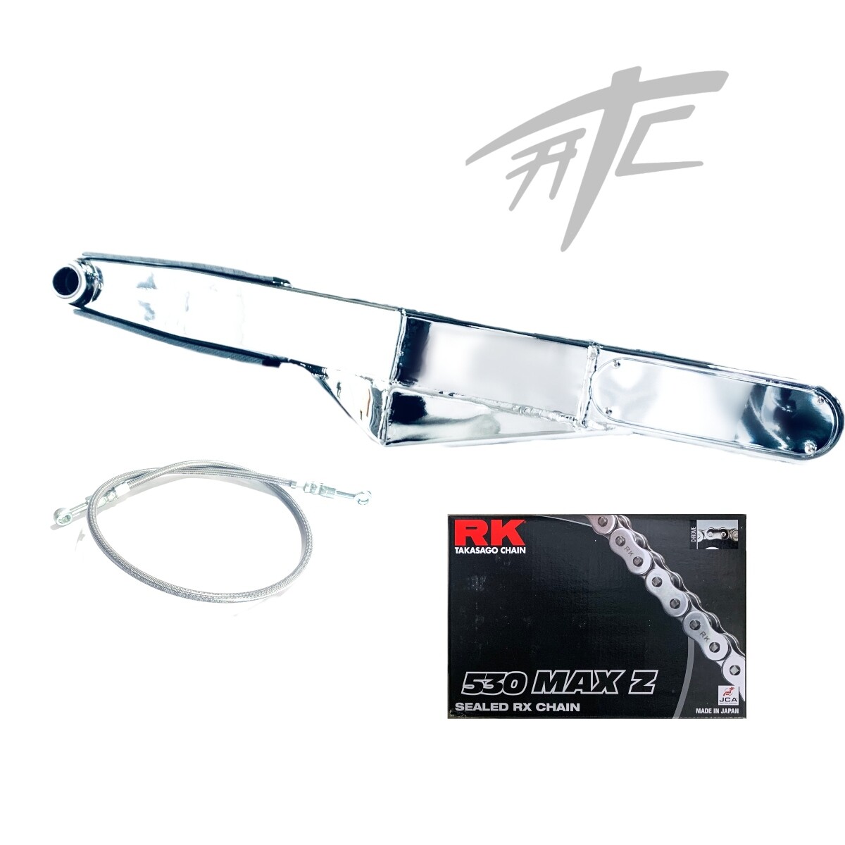 CHROME STEALTH STOCK WIDTH EXTENDED ARM CHAIN BRAKE LINE 99-07 SUZUKI HAYABUSA