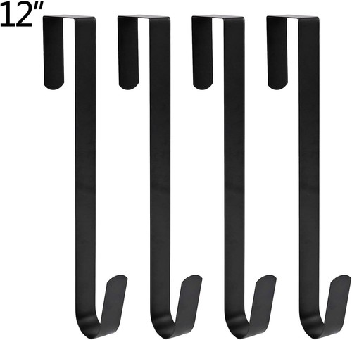 12" Steel Wreath Hanger Hook, Over Door Mount for Holiday Decorations, Black - Picture 9 of 9