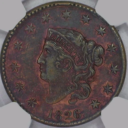 1826 Coronet Head Large Cent NGC Certified AU Details Corrosion 4738101-002
