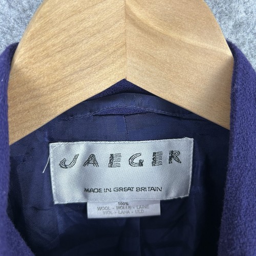 Vintage Jaeger 100% Wool Coat Womens UK 12 Purple Overcoat Jacket Knit 90s - Picture 5 of 13