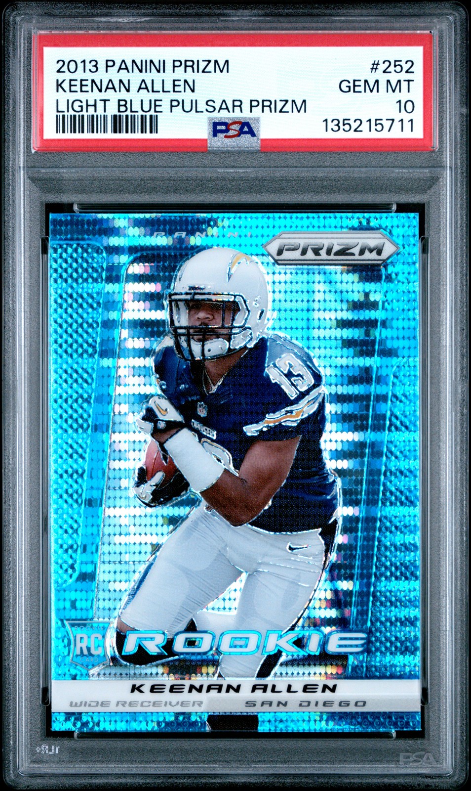 2013 PANINI PRIZM LIGHT BLUE PULSAR PRIZM #252 KEENAN ALLEN ROOKIE RC PSA 10