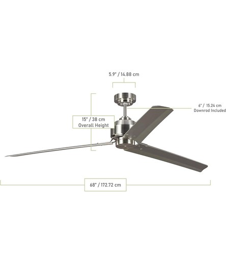 Monte Carlo Fan Collections 68” Arcade 3 Blade Model 3ARR68BS Brushed Steel - Picture 5 of 5