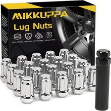 7/16"-20 Spline Lug Nuts 20PC Black Closed End 60 Degree Seat for Aftermarket Wh