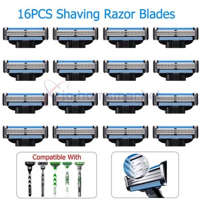 16PCS Shaving Razor Blades Refills Compatible With GiIIette Mach3 Turbo/Sensitiv