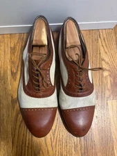 Vintage Johnston Murphy Spectator Cap Toe Brogue Oxford Shoes Size 11D Leather &