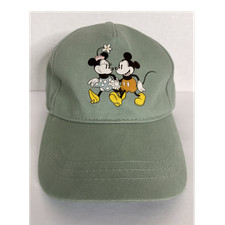 Disney Mickey Minnie Mouse Green Adjustable Baseball Cap Hat, Adult Unisex