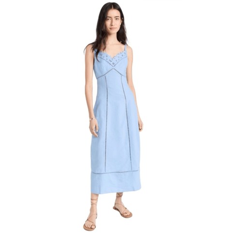 Madewell Blue Midi Dress Lace & Eyelet Detail
