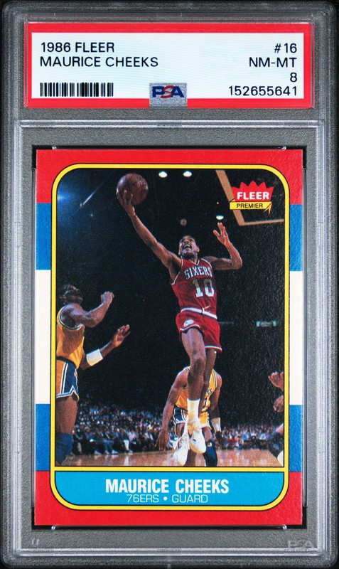 1986 FLEER #16 MAURICE CHEEKS PSA 8