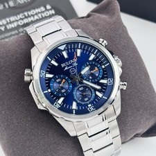 Bulova Men's Marine Star 43MM Blue Dial Chronograph Quartz Watch 96B256