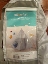 Kids Play Teepee Tent Gray Finish W/ Stars Print Design Children Playhouse Decor