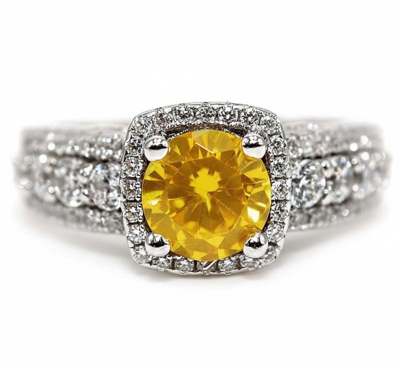 2CT Heat Treated Yellow Topaz 925 Genuine Sterling Silver Ring Sz 7 