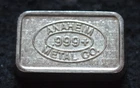Vintage 1981 Anaheim Metal Co U.S.V.I. Ingot Co. 1oz 999 Silver Art Bar, rare