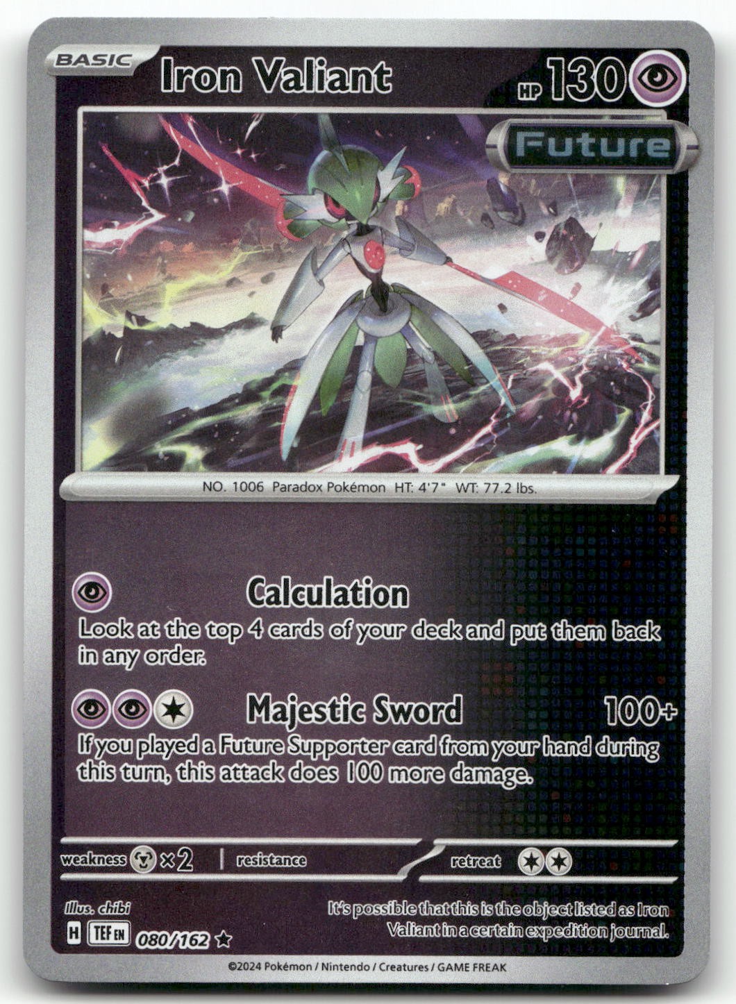 Iron Valiant - 080/162 #80/162 (Reverse Holo) NM SV05: Temporal Forces Pokemon