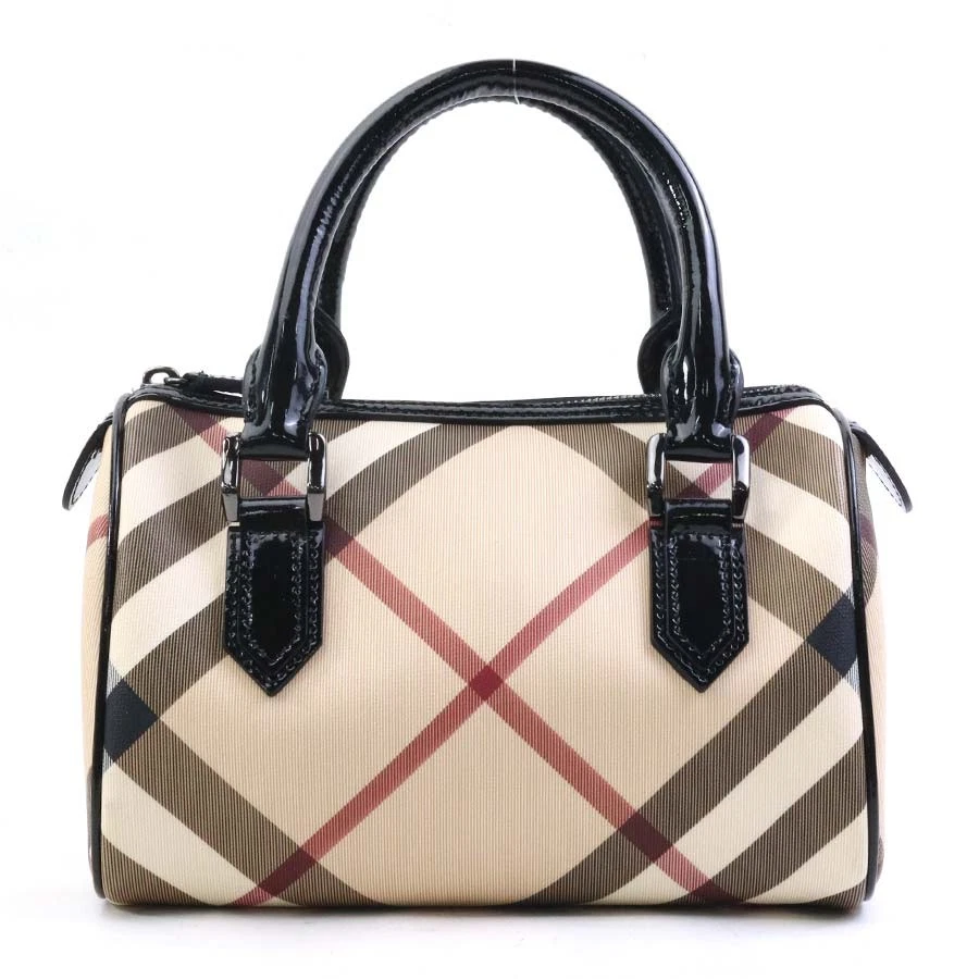 Burberry — Auth BURBERRY Handbag   Beige x Black PVC coated canvas/Patent leather 56552k