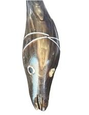 Vintage Natural Horn Shoe Horn Carved Animal Head Silver Inlay