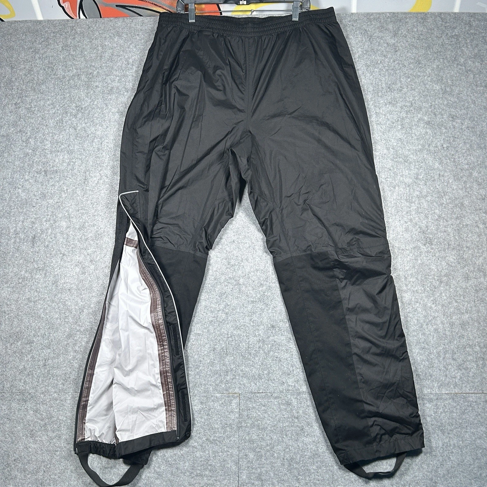 Harley Davidson Pants Mens Size XL 38x32 Black Nylon Adjustable Rain Windbreaker