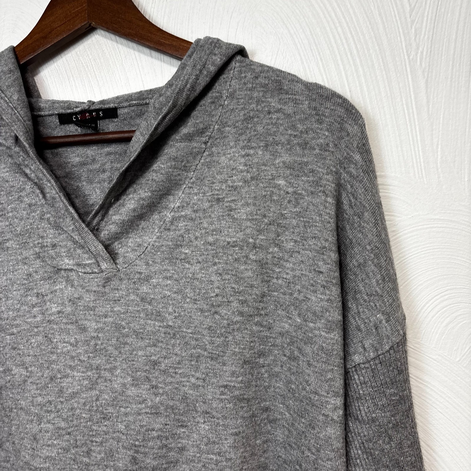 Gray Knit Hoodie Long Sleeve Basic Pullover Women… - image 2