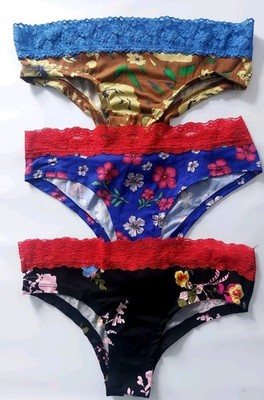 Victoria Secret Damen 3 Paar Blumen Höschen Spitze Bikini Slip Unterwäsche Large