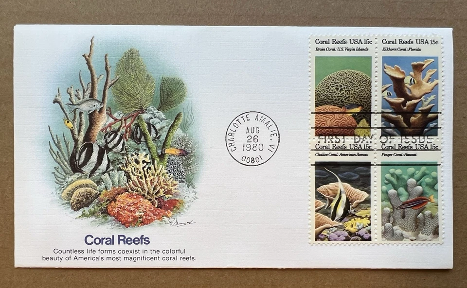 1980 Coral Reefs FDC Set of 5 · Fleetwood Cachets · Charlotte Amalie VI - Image 2 of 4