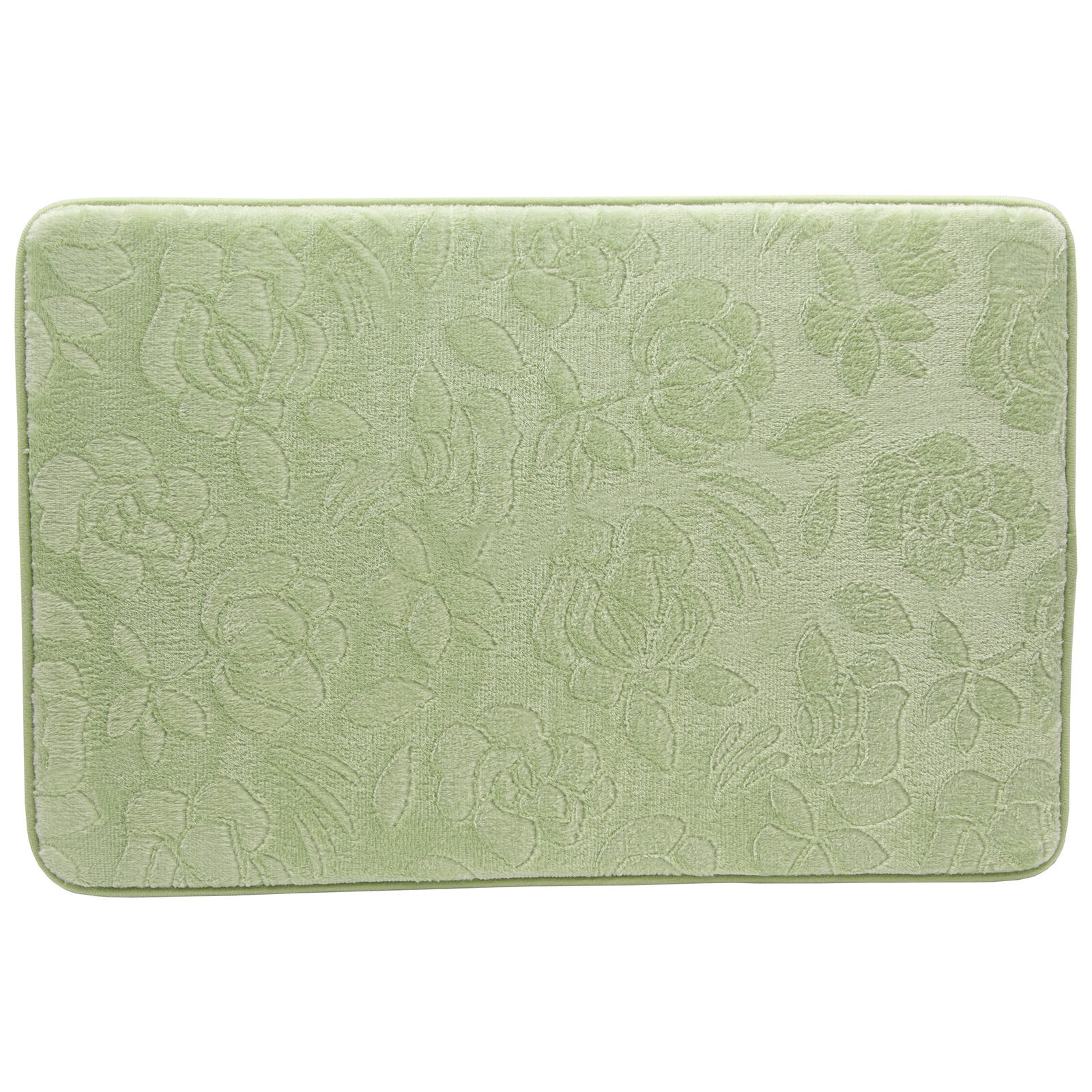 Smart Home Rose Embossed Mint Green Non Slip Memory Foam Comfort Bath Mat