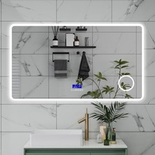 Bathroom LED Mirror with Bluetooth Speaker and Demister Pad,Dimming Function