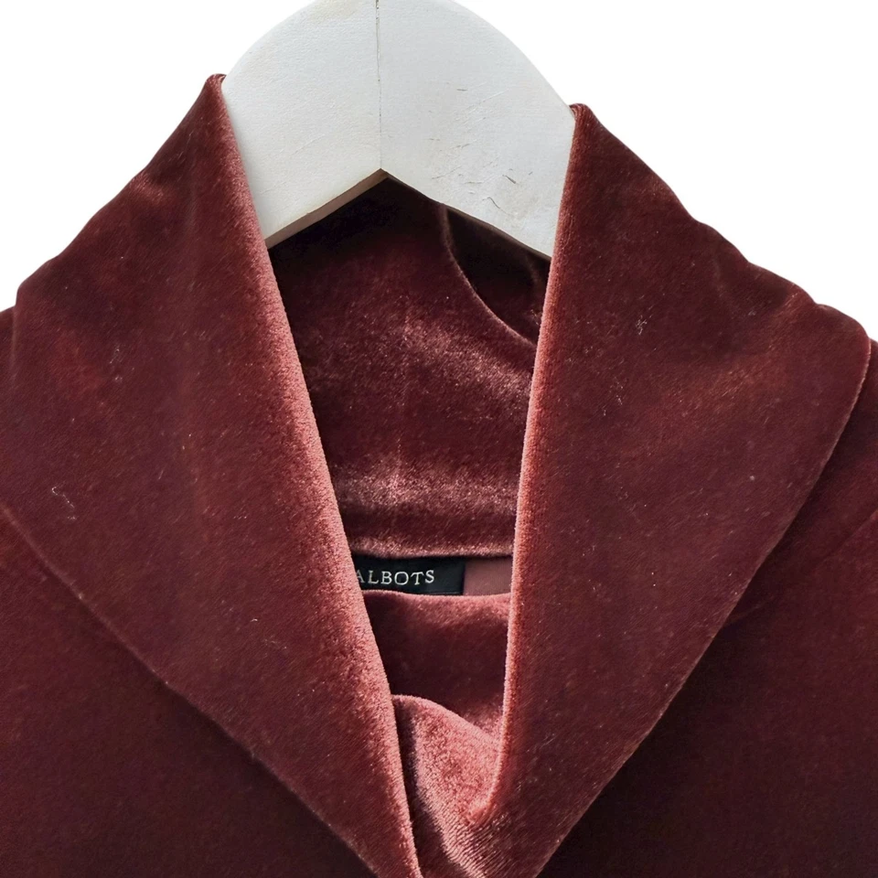 Top Talbots Terciopelo Rojo L/XL Vino Cuello Simulado Cuello Alto Vacaciones Elástico Pullover Foto 3 de 4