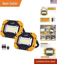 LED Work Light 2-Pack: Rechargeable Magnetic Flood Lights, Waterproof & Portable
