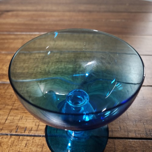 Set 2 palline centrali trasparenti base superiore blu Sherbet Coupes Champagne vintage - Foto 6 di 10
