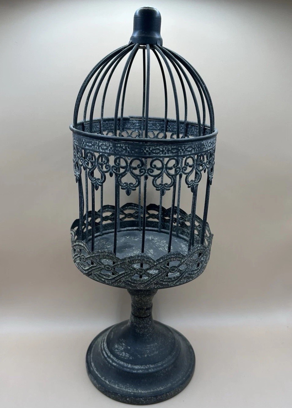 Gray White Washed Metal Tone Candle Plant Stand. Halloween