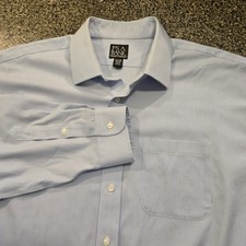 Jos A Bank Traveler Blue Dress Shirt Mens Button Up Tailored Men  s XL 17.5 / 34