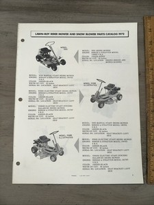 1972 Lawnboy Riding Mower & Snow Blower Parts Catalog. Original Copy!