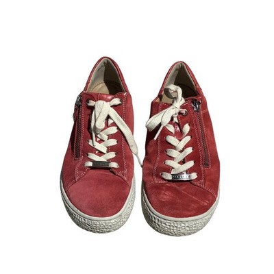 Hartjes Phil Red Suede Sneakers Women 5.5   Comfort, European, Zip Lace-Up