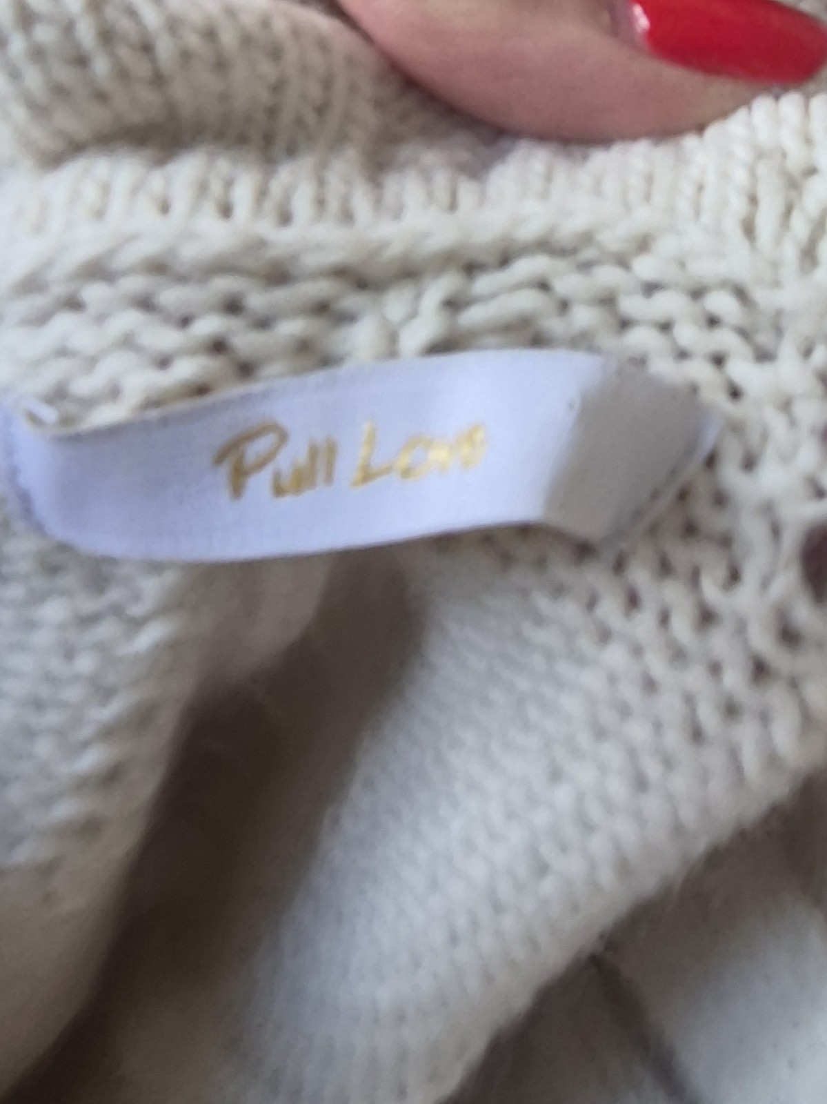 Pull Love Firenze Roll Neck Shawl Cream Cable Knit Wool Blend Italy Y2K image 3