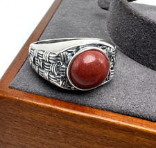 D'Joy Mens Red Jasper Solitaire Ring 925 Sterling Silver Size 9 Unisex 6.1g