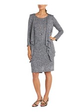 R&M RICHARDS Womens Gray Sleeveless Knee Length Wear To Work Sheath Dress 8
