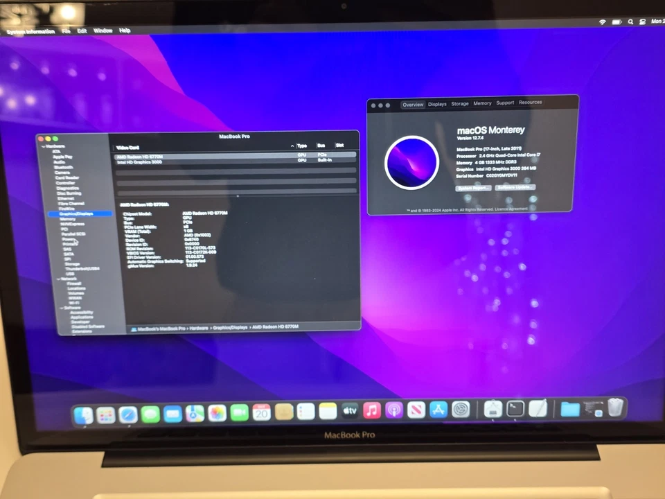 RADEON WORKING Apple MacBook Pro 17" 2011 i7 2.4GHz 16GB RAM A1297 | 206 cycles! - Image 4 of 4