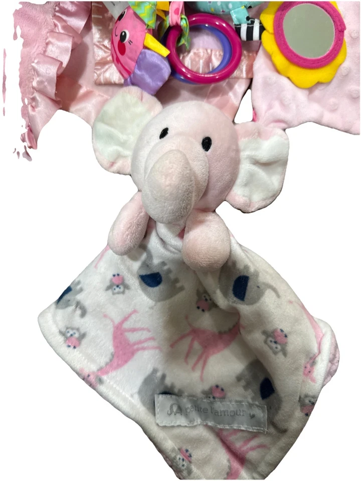 Baby Lovey Lote Manta Sonajero Primer Acurrucado Conejitos Osos Elefante Mono Rosas Foto 2 de 4