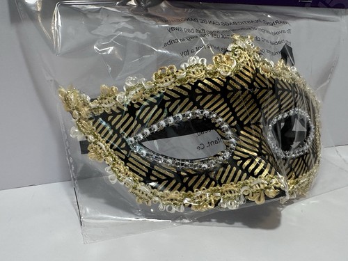 Karneval Gold Maske Spitze Venezianischer Stil Neu Versiegelt - Bild 4 von 7