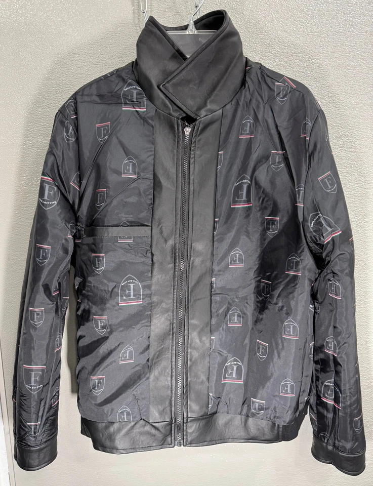 Chaqueta de hombre de cuero negra nueva con etiquetas F-COLLECTION. Talla L. Estilo: M22005:PR810 Foto 3 de 4