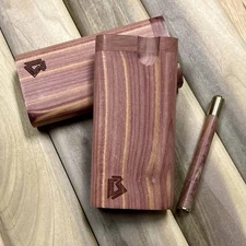 Aromatic Cedar Wood 4” Dugout Stash Box w One Hitter Pipe Set- Made In The USA