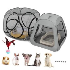 Portable Cat Playpen, Trapezoidal Design for Better Standing, Cube all Mesh