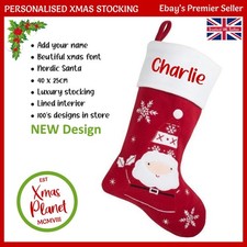 Personalised SANTA Xmas Stocking, Luxury Christmas Stockings - ADD ANY NAME