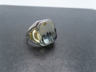 Antique Sterling Silver/Gold Filled & Agate Ring C&C Size 9.25 6.7g
