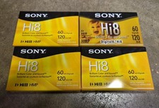  4 Sony 8mm Digital8 Hi8 Blank Tapes 120 min, New Sealed Cassettes 