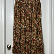 Kathie Lee Vintage 90s Pleated Floral Maxi Skirt Cottagecore Prairie Girl Style