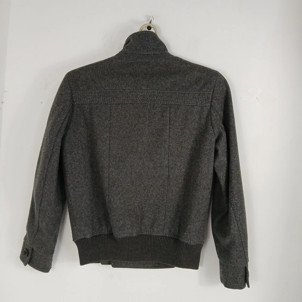 H&M Mens Heather Dark Gray Double Breasted Wool Blend Coat Peacoat Size 36R EUC - Image 2 of 4