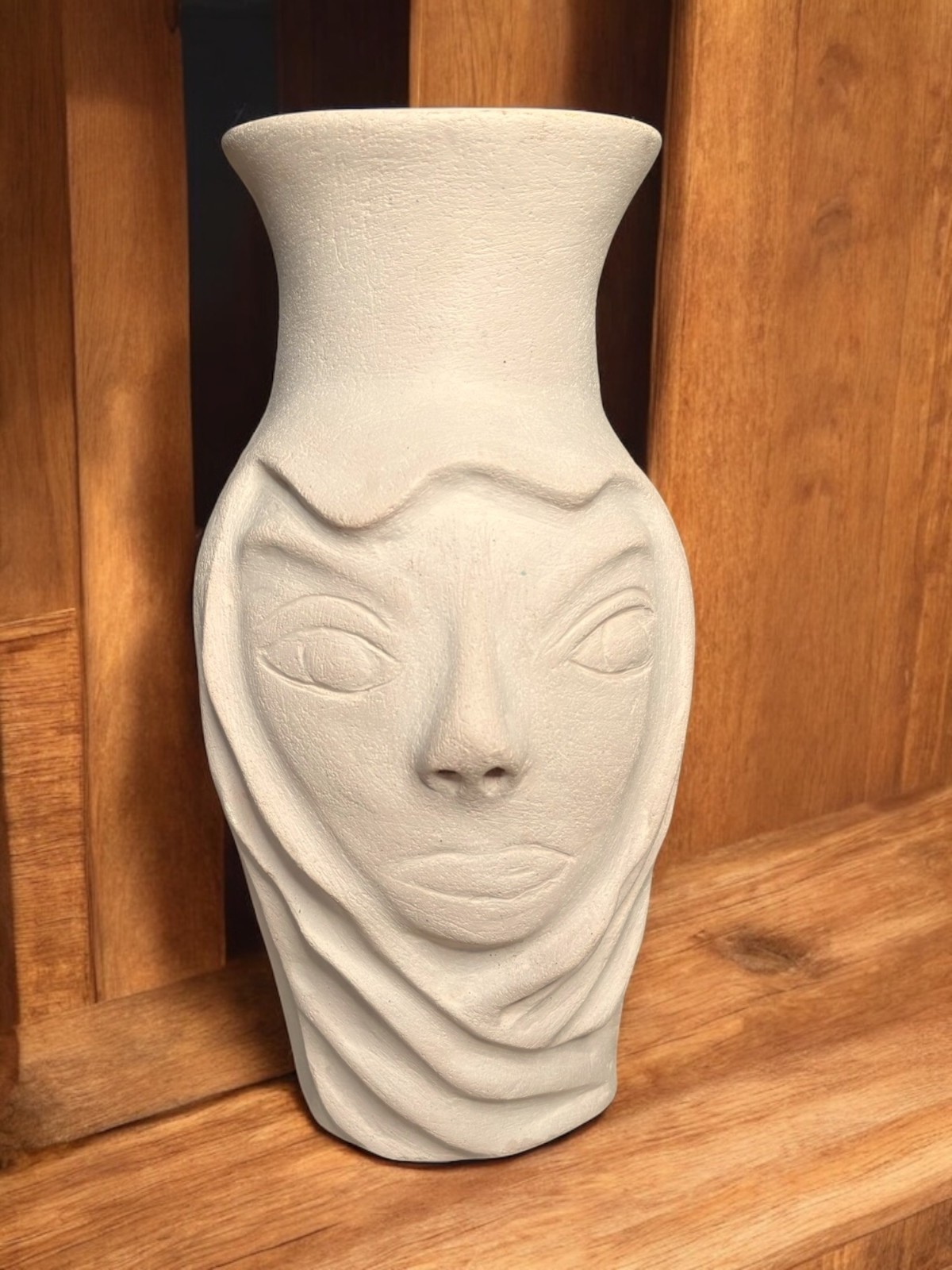 Handmade Studio Pottery Face Vase Signed Dated 12.25 Inches