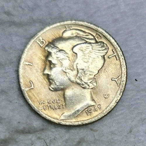 1945 Mercury Dime San Francisco 10C Silver Circulated US Coin Business Strike