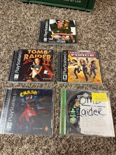 New ListingPS1 Game Lot Bundle-Crash,Tomb Raider, Mobile Light Force