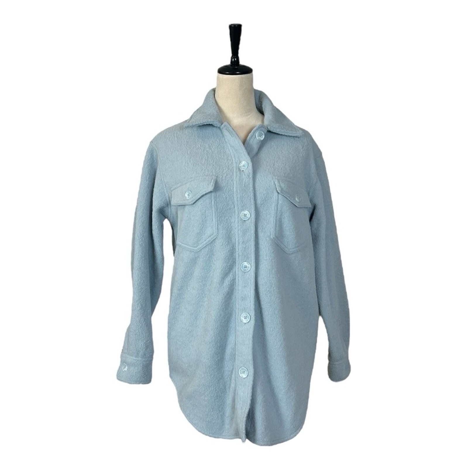 Joie Shacket Top Collared Button Down Pockets Blu… - image 11